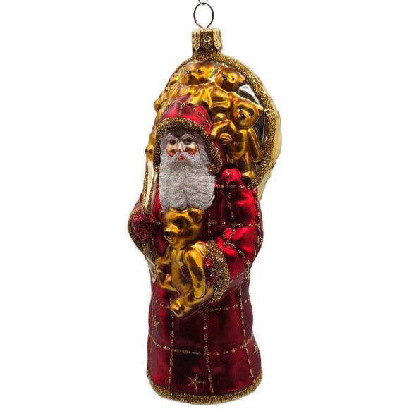 Patricia Breen Roosevelt Santa Red Glittered Stars Teddy Bear Christmas Ornament - Picture 4 of 11